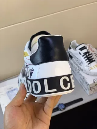 Dolce & Gabbana Royals King of Love impressão gráfica tênis lifestyle branco 9