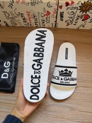 Dolce & Gabbana Slide White and Black Slippers 3