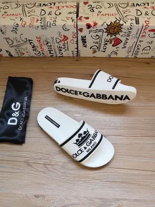Dolce & Gabbana Slide White and Black Slippers 4