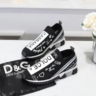 Dolce & Gabbana Speed Trainer أحذية رياضية سوداء وبيضاء مع جرافيك، slip-on، chunky