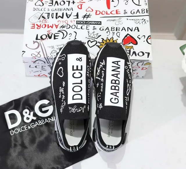 Dolce & Gabbana Speed Trainer Sneakers noires et blanches avec graphisme, slip-on, chunky 2