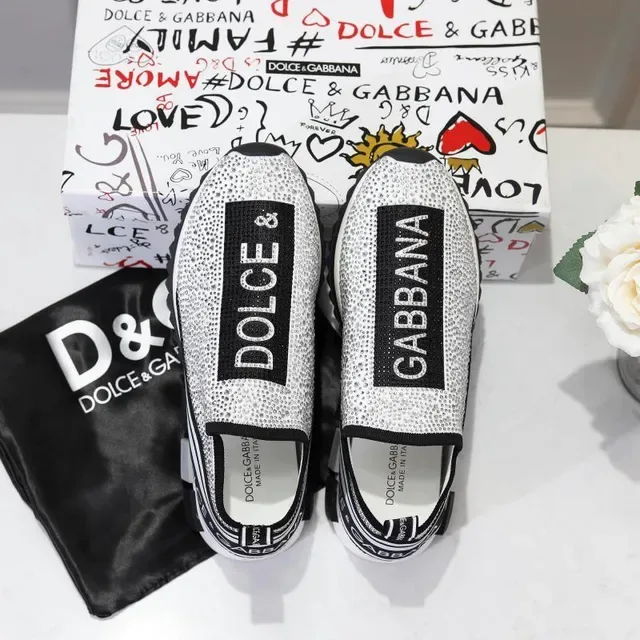 Dolce & Gabbana Speed Trainer Zapatillas Lifestyle Blancas Negras Sin Cordones 5