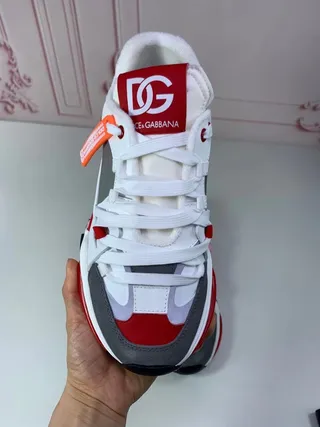 Dolce & Gabbana White Red Sole Multi-Panel Construction Chunky Sneakers 7