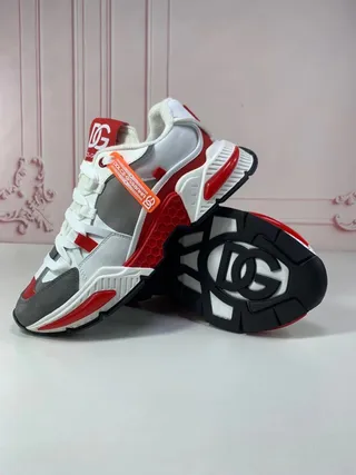 Dolce & Gabbana White Red Sole Multi-Panel Construction Chunky Sneakers 9