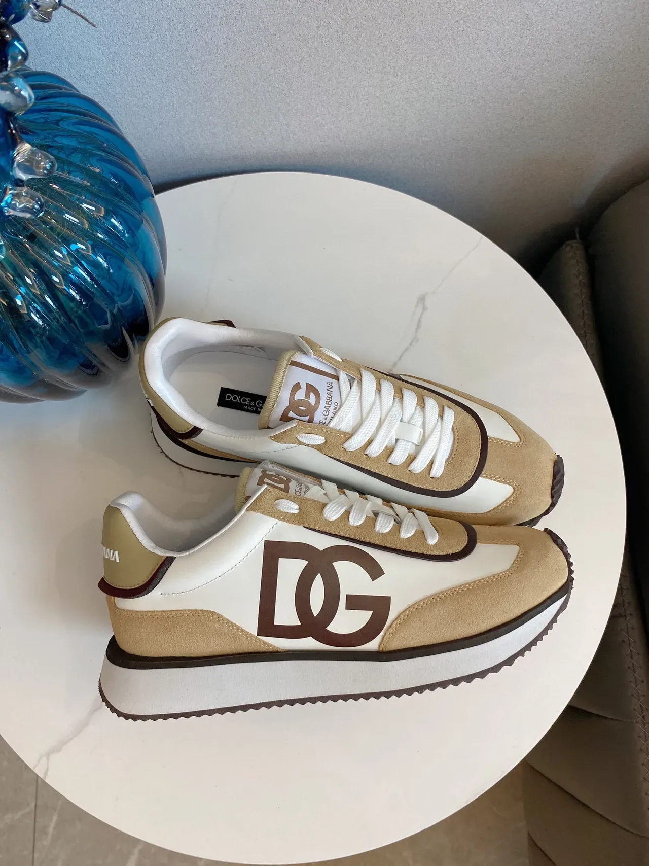 Dolce & Gabbana Beige Brown Retro Runner Silhouette Two-Tone Suede And Leather Sneakers 3