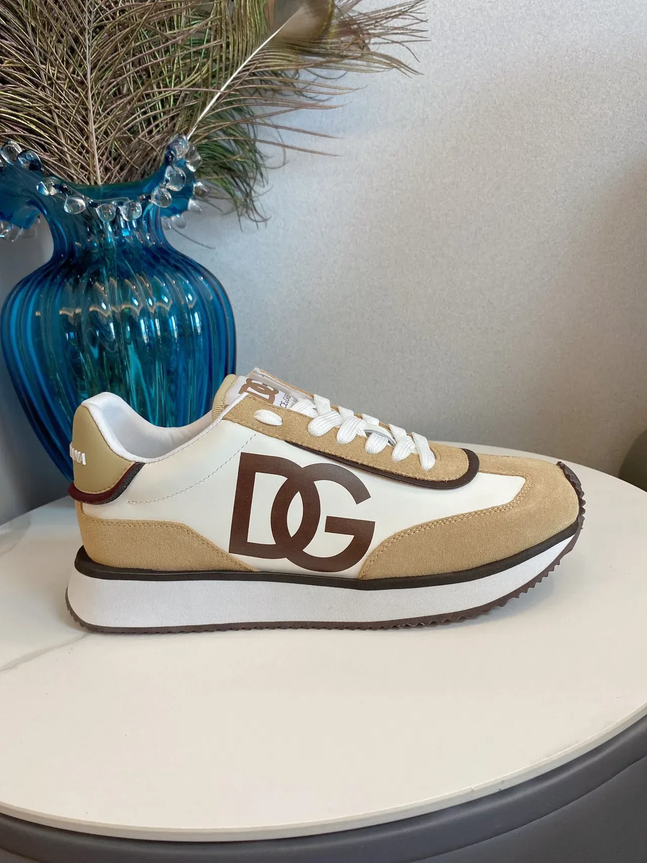 Dolce & Gabbana Beige Brown Retro Runner Silhouette Two-Tone Suede And Leather Sneakers 4