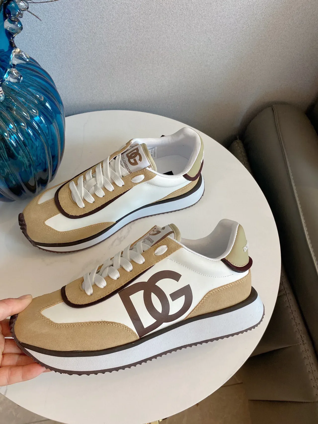 Dolce & Gabbana Beige Brown Retro Runner Silhouette Two-Tone Suede And Leather Sneakers 8