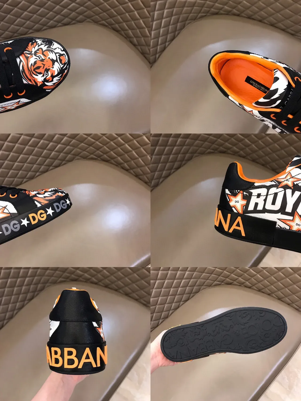 Dolce & Gabbana Black Orange Graphic-Print Platform Sole Lifestyle Sneakers 2