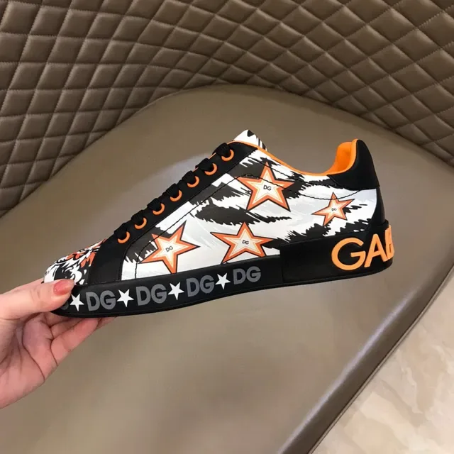 Dolce & Gabbana Black Orange Graphic-Print Platform Sole Lifestyle Sneakers 3