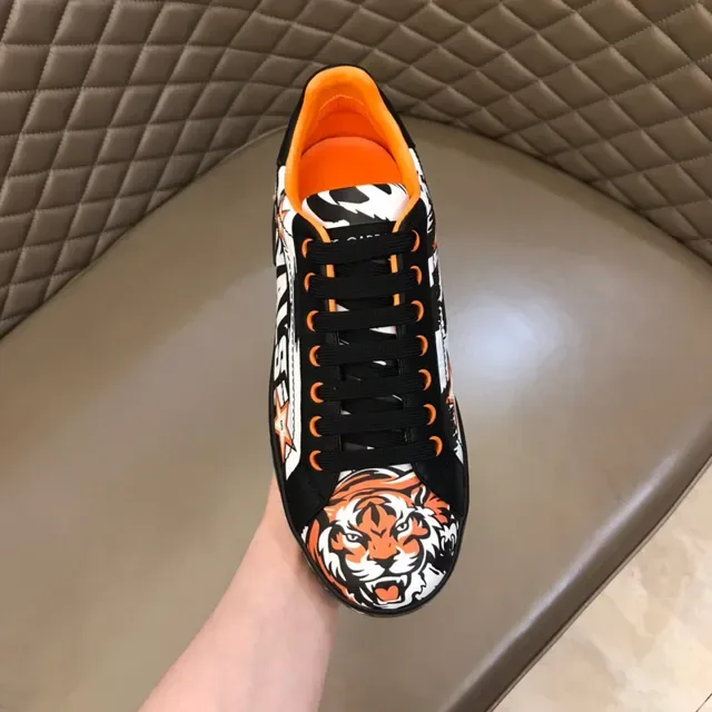 Dolce & Gabbana Black Orange Graphic-Print Platform Sole Lifestyle Sneakers 4