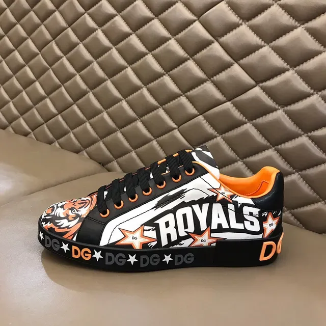 Dolce & Gabbana Black Orange Graphic-Print Platform Sole Lifestyle Sneakers 5