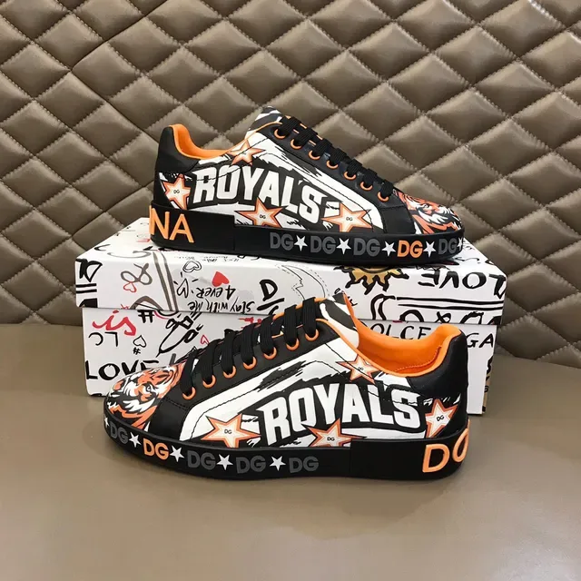 Dolce & Gabbana Black Orange Graphic-Print Platform Sole Lifestyle Sneakers 7