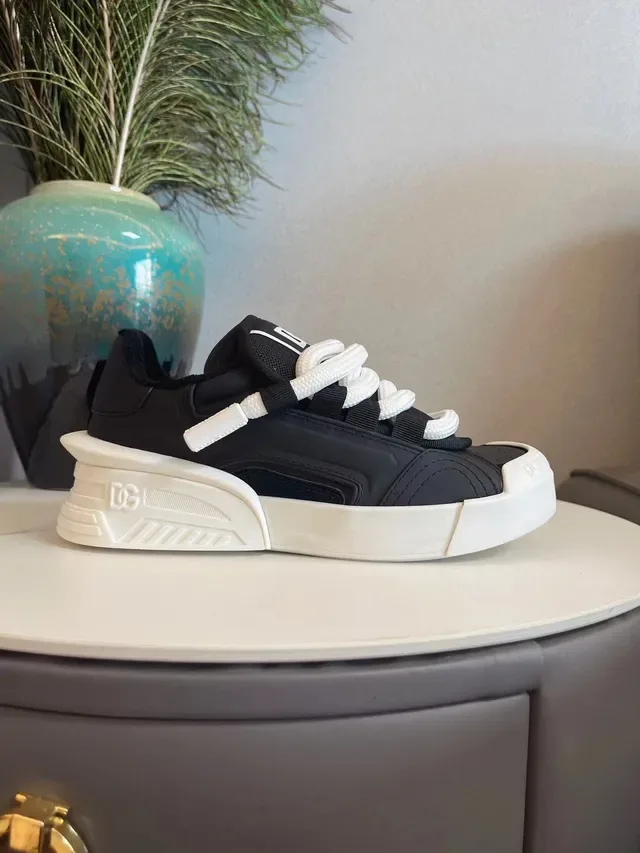 Dolce & Gabbana Negro Blanco Suela plataforma Contraste Zapatillas Chunky 3