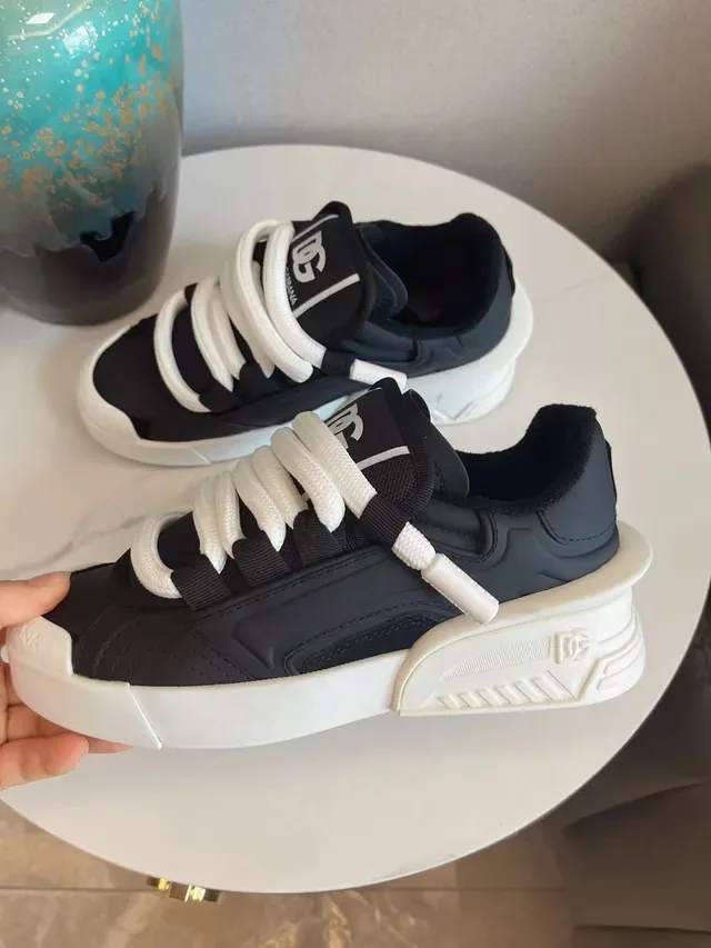 Dolce & Gabbana Negro Blanco Suela plataforma Contraste Zapatillas Chunky 7