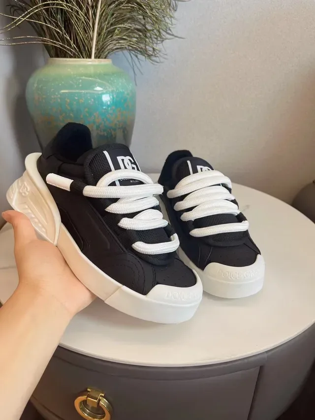 Dolce & Gabbana Negro Blanco Suela plataforma Contraste Zapatillas Chunky 9