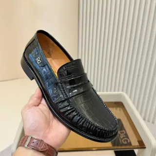 Dolce & Gabbana Croc-Embossed Patent Leather Penny Loafer