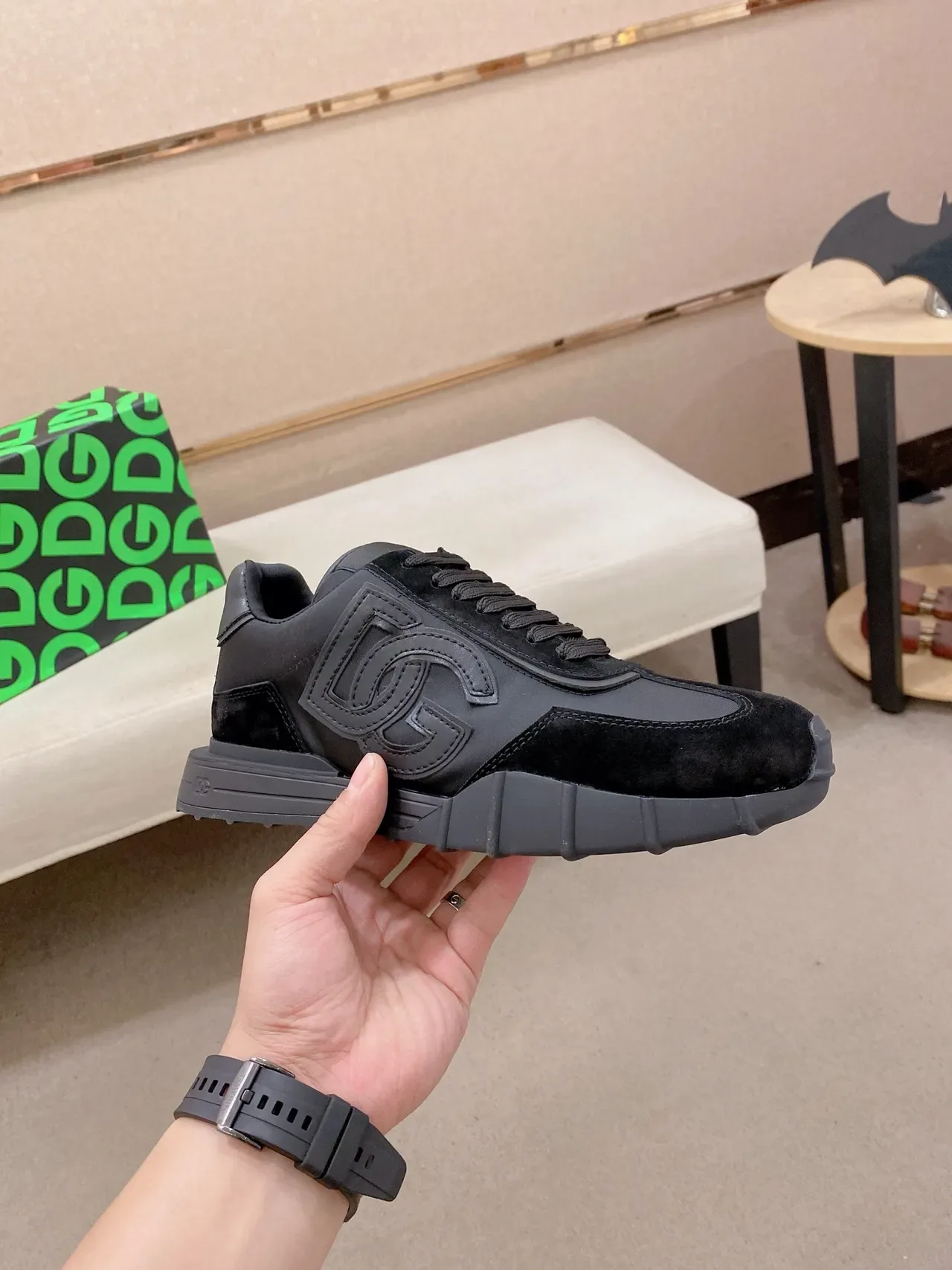 Dolce & Gabbana DG Runner Pretas Monograma Lifestyle Sneakers 4