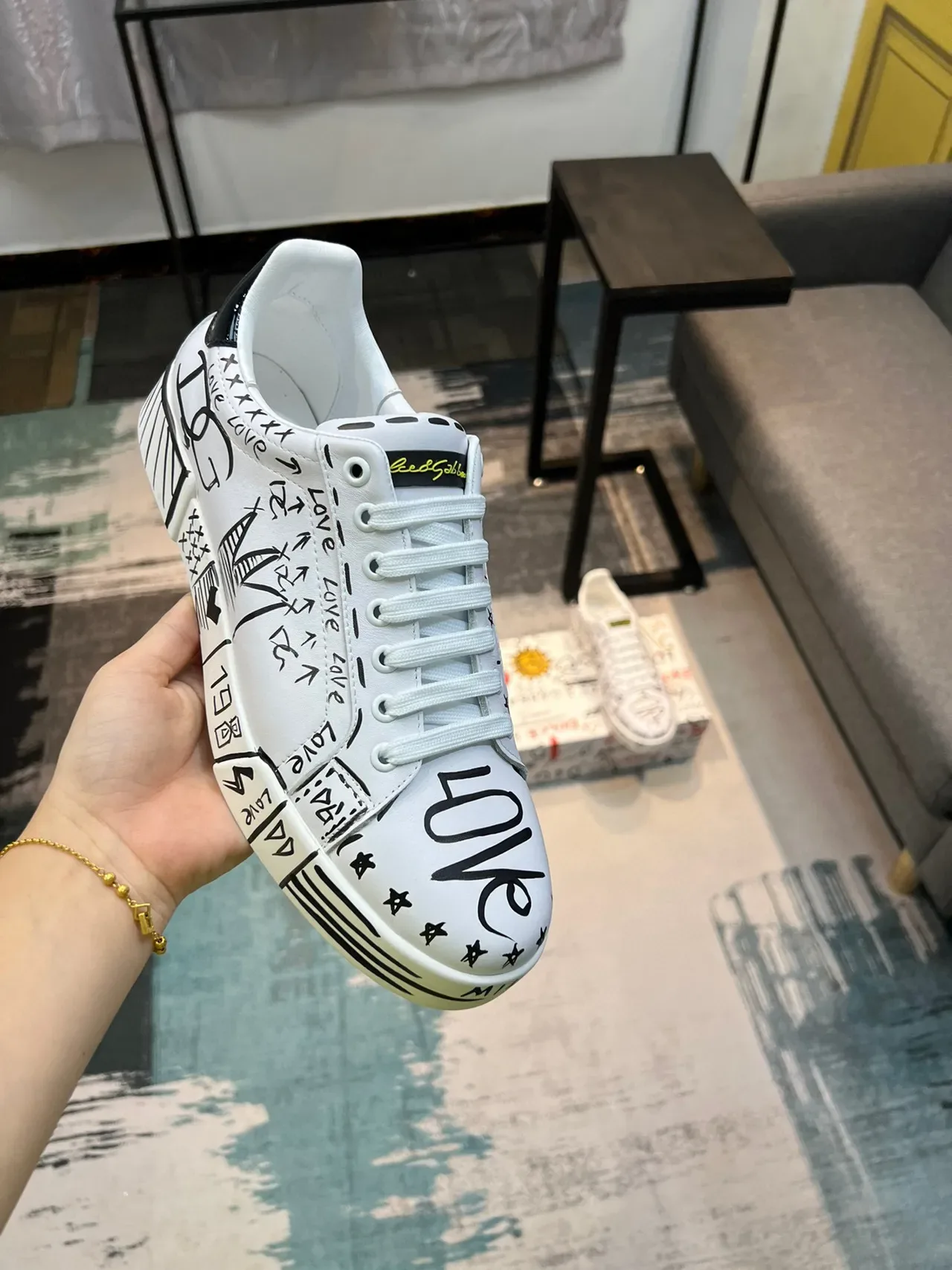 Dolce & Gabbana Graffiti-Print White Lifestyle Sneakers 6