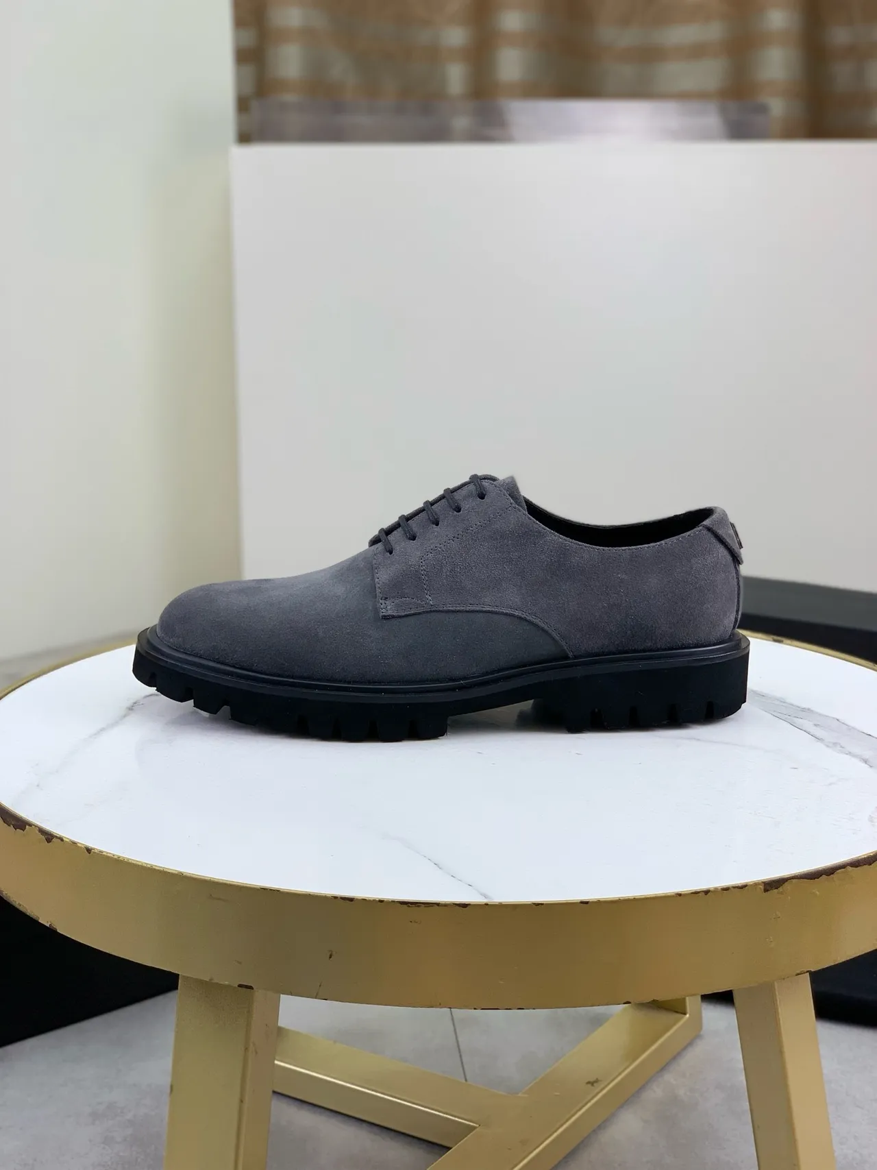 Dolce & Gabbana Gris Noir Daim Supérieur Semelle Lug Cuir Chaussures 6