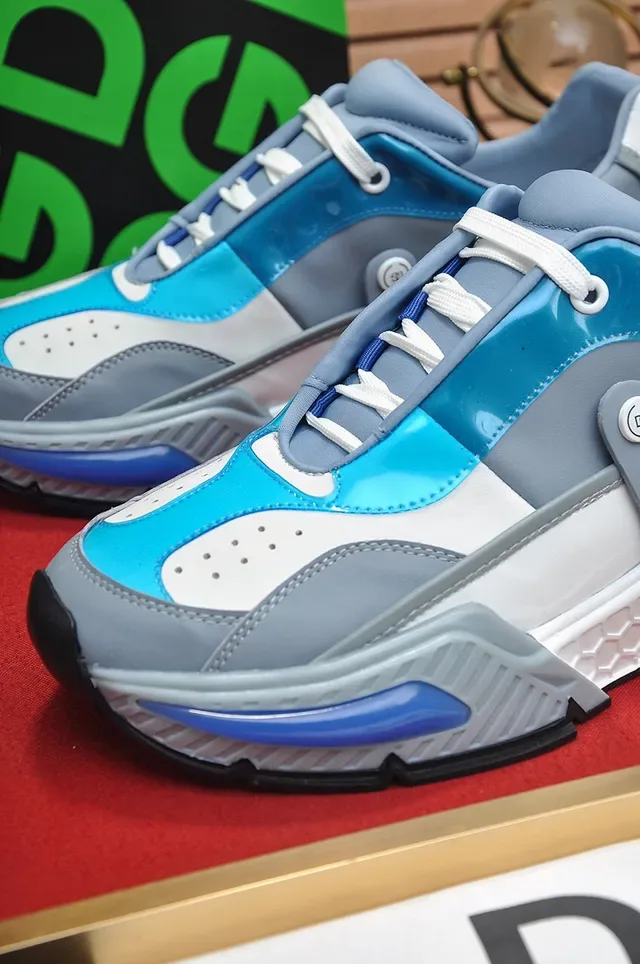 Dolce & Gabbana Gray Blue Chunky Sole Layered Synthetic Upper Sneakers 3