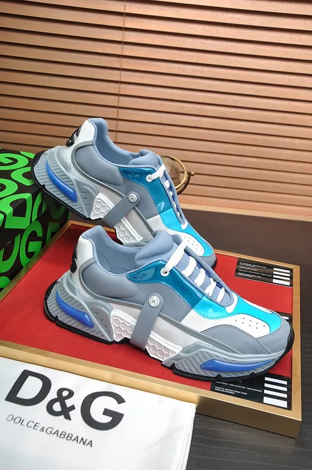 Dolce & Gabbana Gray Blue Chunky Sole Layered Synthetic Upper Sneakers 5