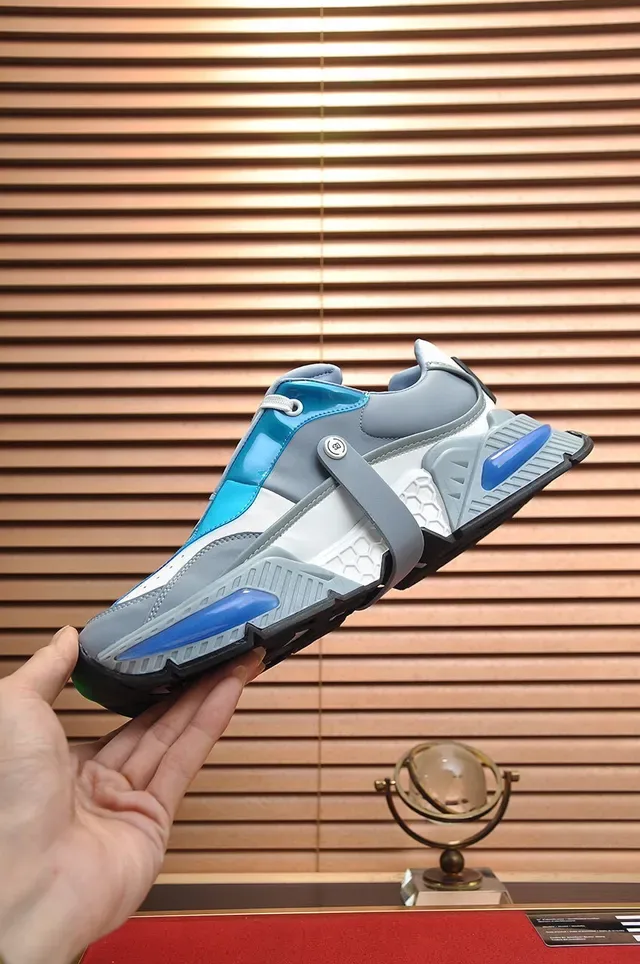 Dolce & Gabbana Gray Blue Chunky Sole Layered Synthetic Upper Sneakers 6