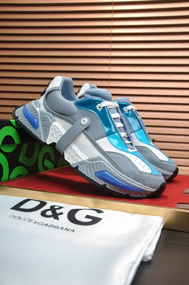Dolce & Gabbana Gray Blue Chunky Sole Layered Synthetic Upper Sneakers 7