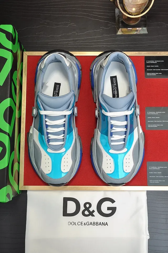 Dolce & Gabbana Gray Blue Chunky Sole Layered Synthetic Upper Sneakers 8