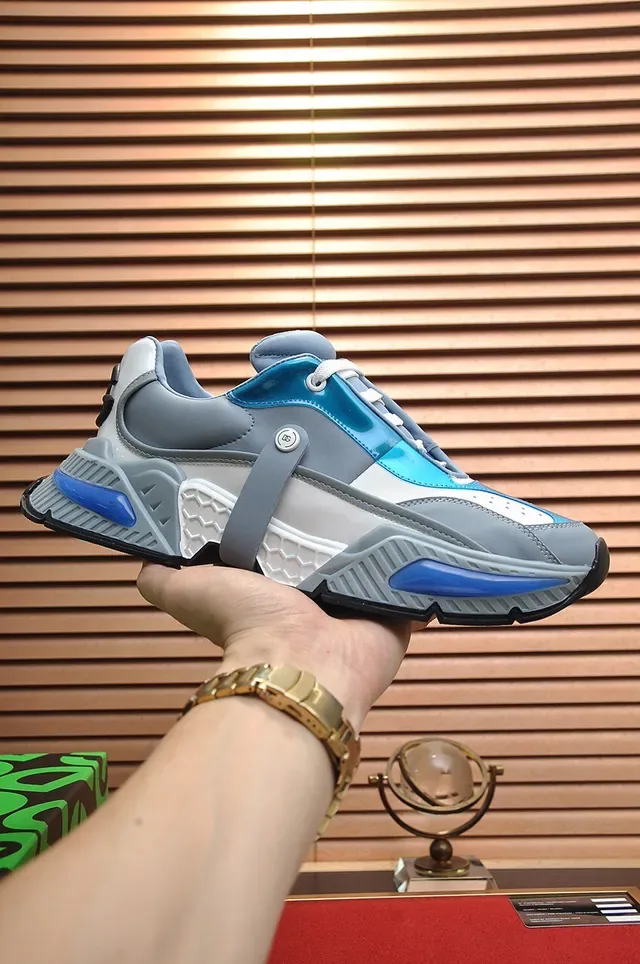 Dolce & Gabbana Gray Blue Chunky Sole Layered Synthetic Upper Sneakers 9