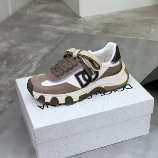 Dolce & Gabbana NS1 Brown White Sole Layered Upper Chunky Sneakers