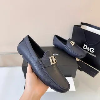 Dolce & Gabbana Portofino Navy Pebbled Leather Loafer