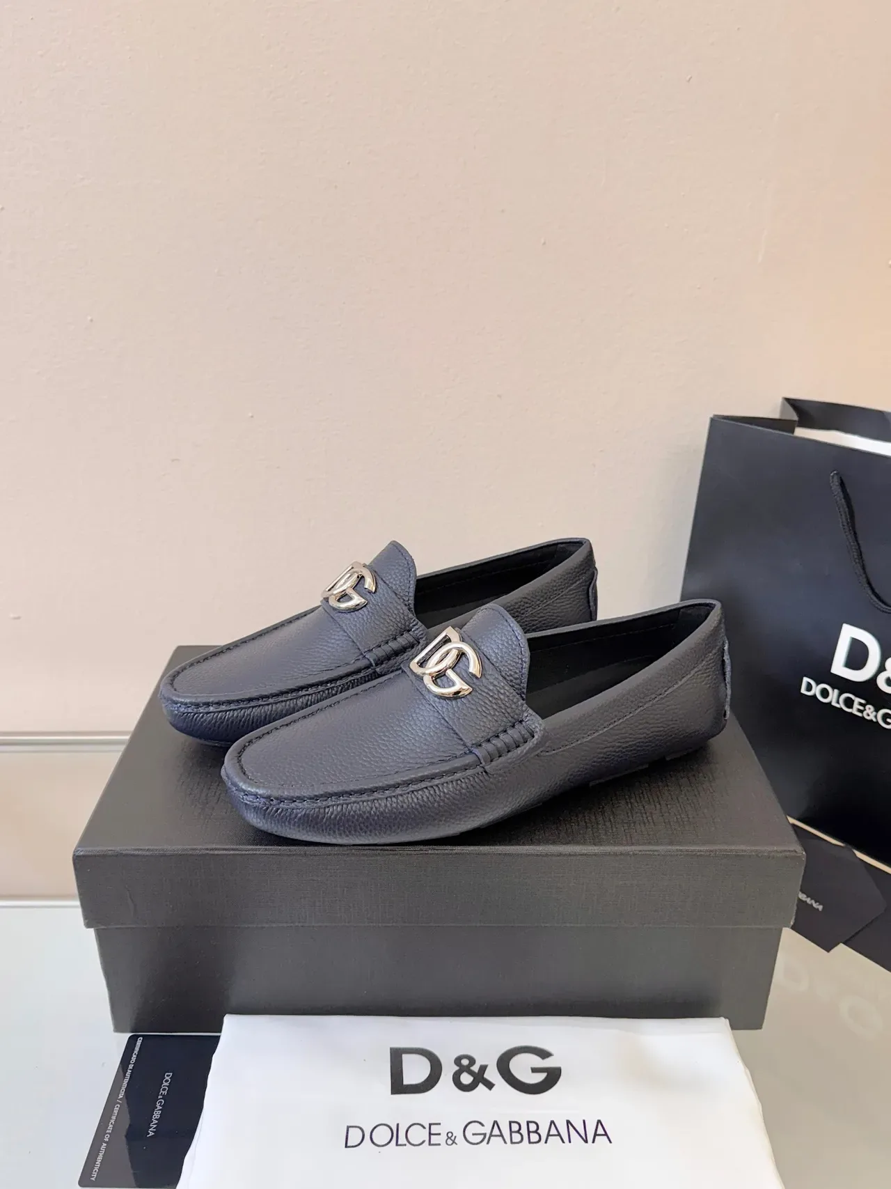 Dolce & Gabbana Portofino Loafer Cuir Grainé Bleu Marine 2