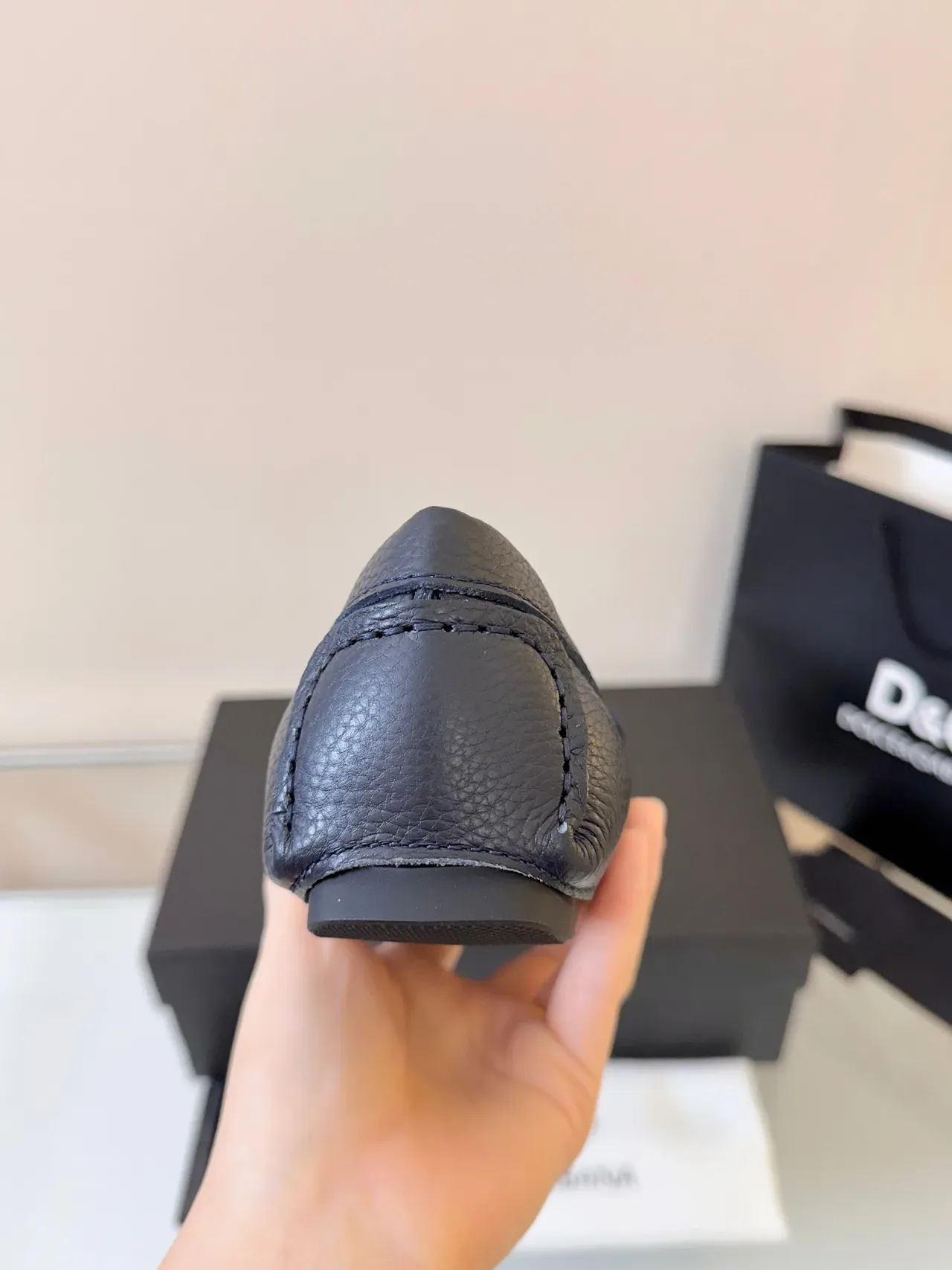 Dolce & Gabbana Portofino Loafer Cuir Grainé Bleu Marine 4