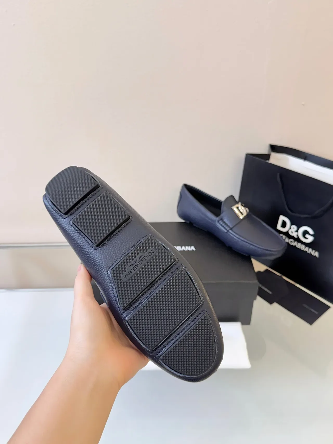 Dolce & Gabbana Portofino Loafer Cuir Grainé Bleu Marine 5