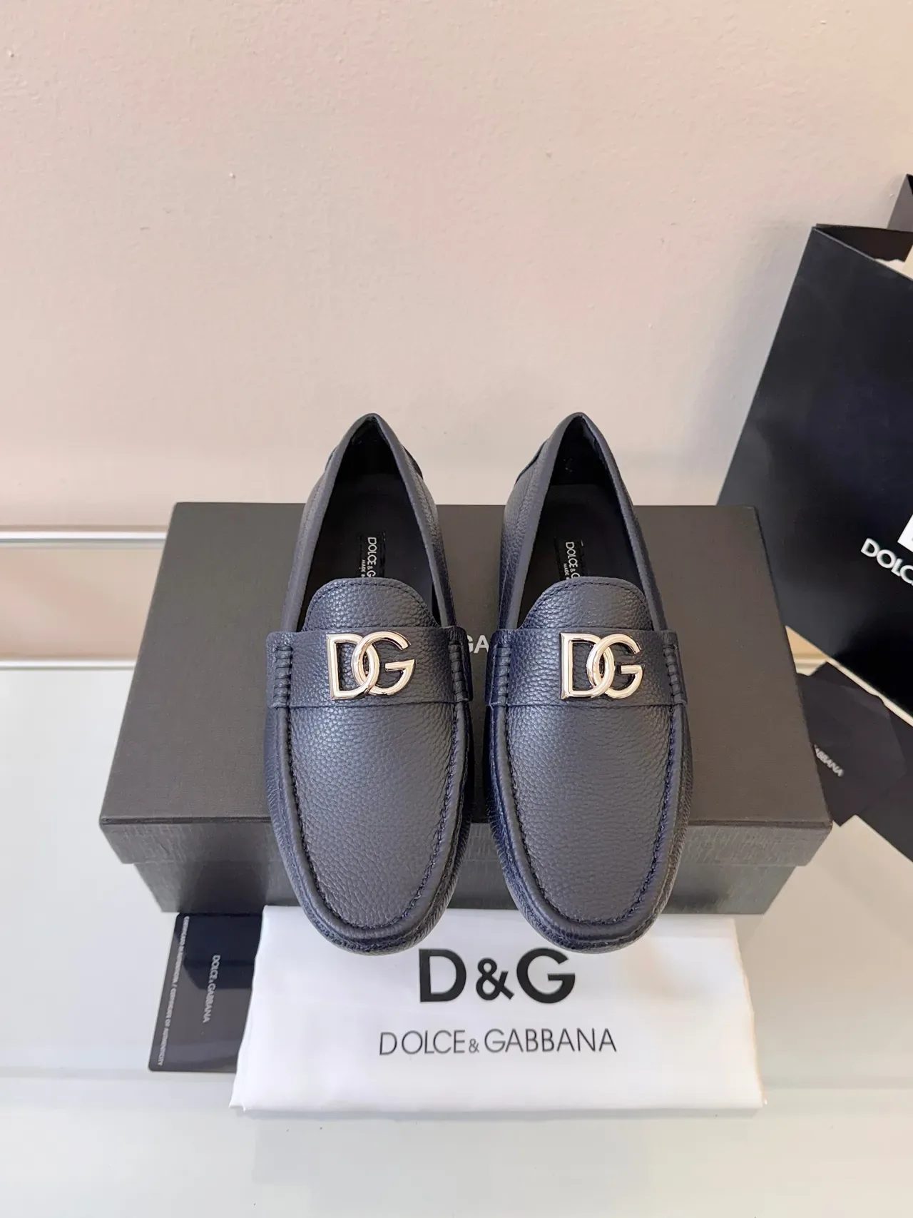 Dolce & Gabbana Portofino Loafer Cuir Grainé Bleu Marine 6