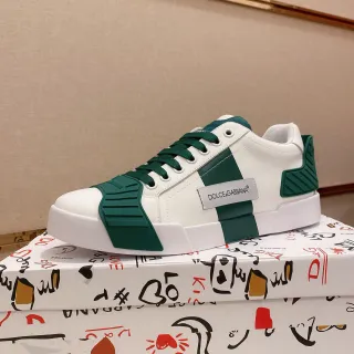 Dolce & Gabbana 白绿皮革鞋面 祖母绿橡胶覆盖层 生活方式运动鞋