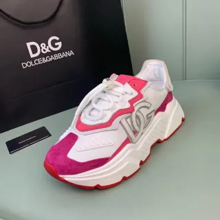 Dolce & Gabbana White Pink Sole Layered Suede And Synthetic Upper Chunky Sneakers