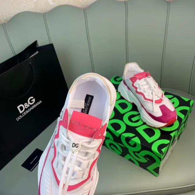 Dolce & Gabbana Sneakers Chunky avec semelle blanche et rose, tige en suédé et synthétique superposée 2