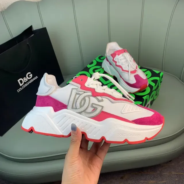 Dolce & Gabbana Sneakers Chunky avec semelle blanche et rose, tige en suédé et synthétique superposée 4