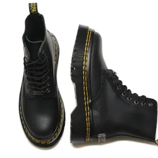 Dr. Martens 1460 Botas de cuero negro suave costura amarilla Martin