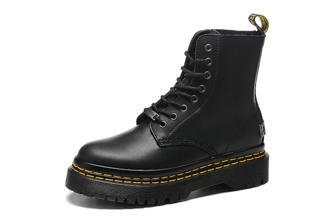 Dr. Martens 1460 Botas de cuero negro suave costura amarilla Martin 4