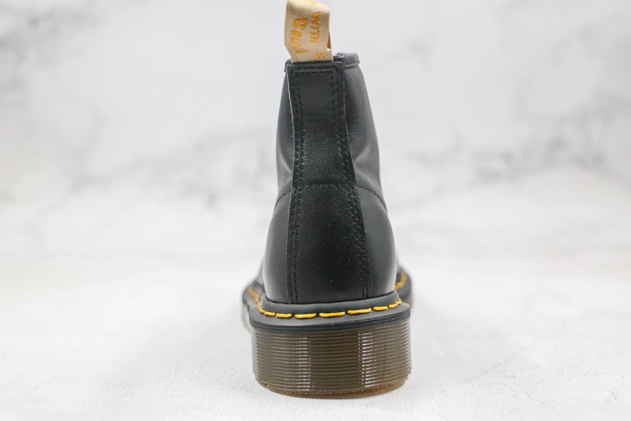 Dr. Martens 1460 Black Smooth Leather Yellow Stitch Martin Boots 3