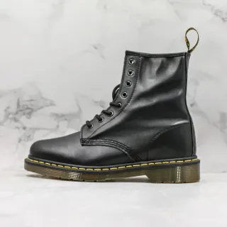 Dr. Martens 1460 Black Smooth Leather Yellow Stitch Martin Boots