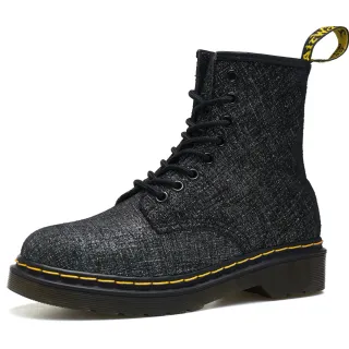 Dr. Martens 1460 Botas Martin Negro con brillo y costura amarilla