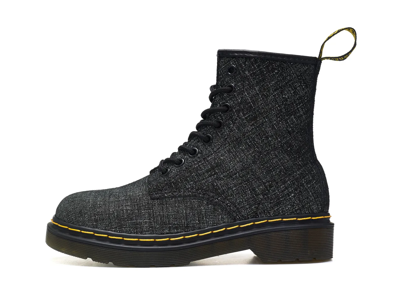 Dr. Martens 1460 Bottes Martin Noir pailleté Couture jaune 7