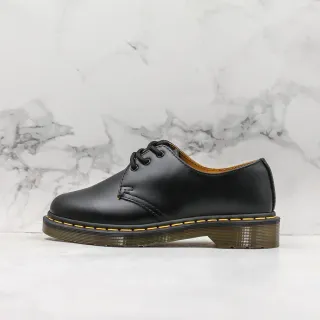 Dr. Martens 1461 Black Yellow Smooth Leather Welt Stitching Oxford Shoes