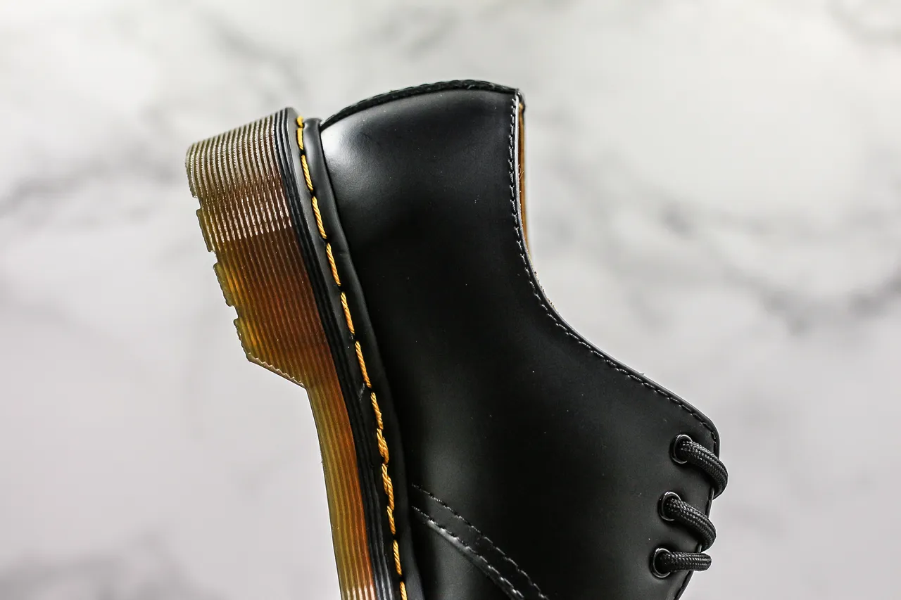 Dr. Martens 1461 Black Yellow Smooth Leather Welt Stitching Oxford Shoes 5