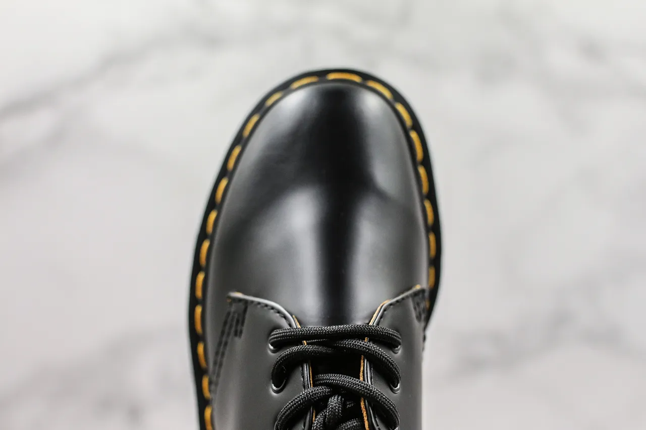 Dr. Martens 1461 Black Yellow Smooth Leather Welt Stitching Oxford Shoes 6
