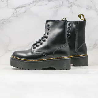Dr. Martens Jadon Black Yellow Platform Sole 8-Eyelet Lace-Up Martin Boots