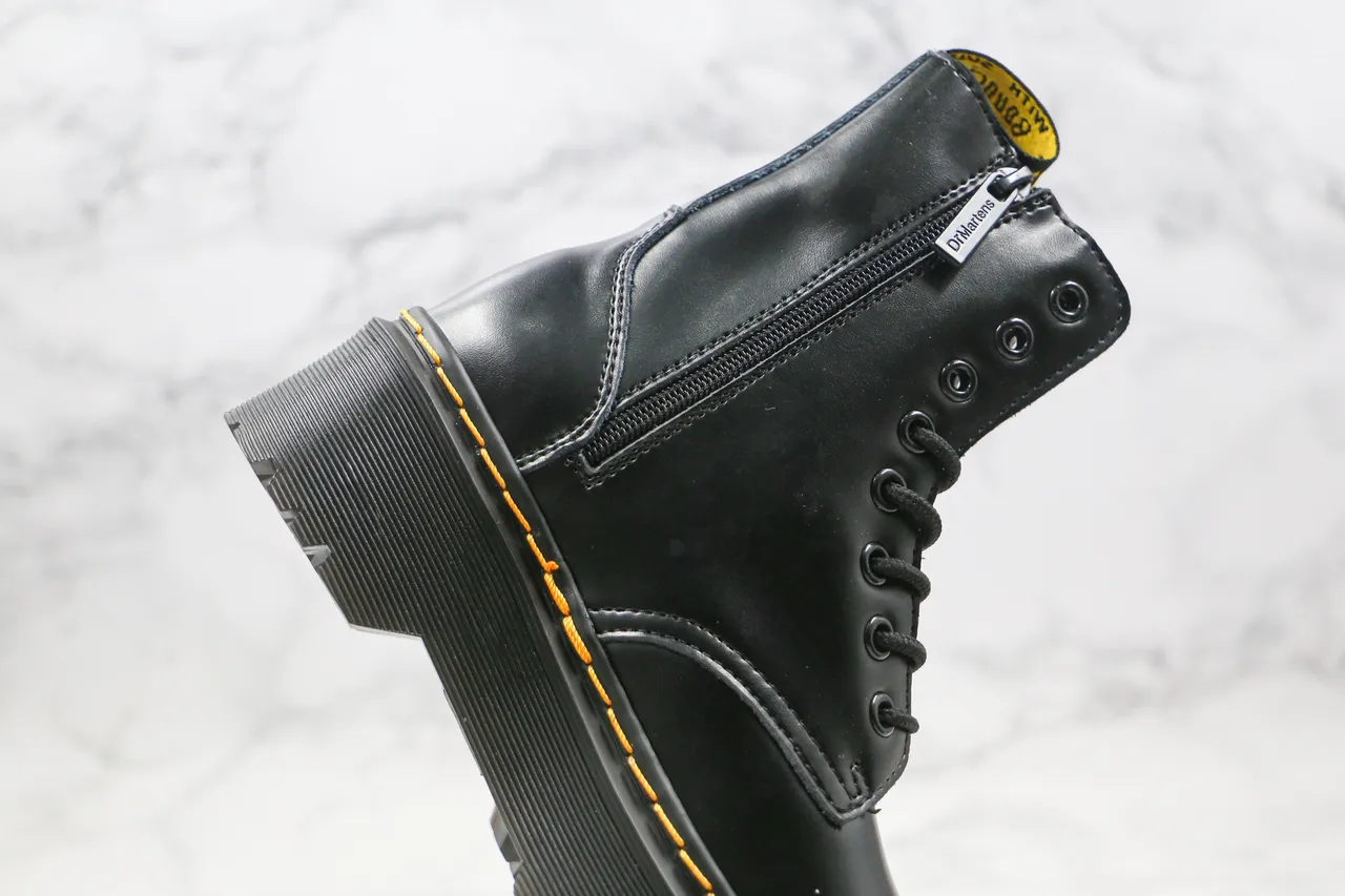 Dr. Martens Jadon Black Yellow Platform Sole 8-Eyelet Lace-Up Martin Boots 5